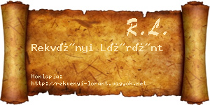 Rekvényi Lóránt névjegykártya